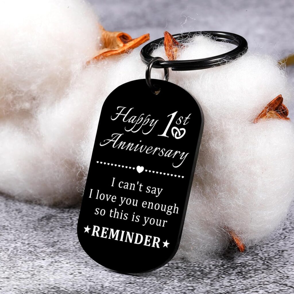 1 Year Anniversary for Him Her One Year Paper Anniversary Keychain Gifts for Him Her Husband Wife 1st Anniversary Women Men Couples Happy First Anniversary Things to Get Your Boyfriend Girlfriend