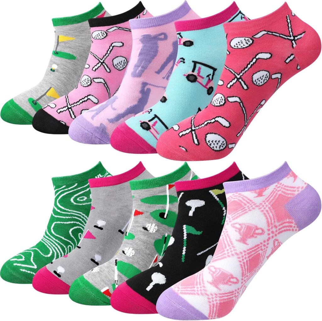 10 Pairs Novelty Women Golf Socks Athletic Low Cut Golf No Show Sock for Female Golfers Birthday Christmas Gift