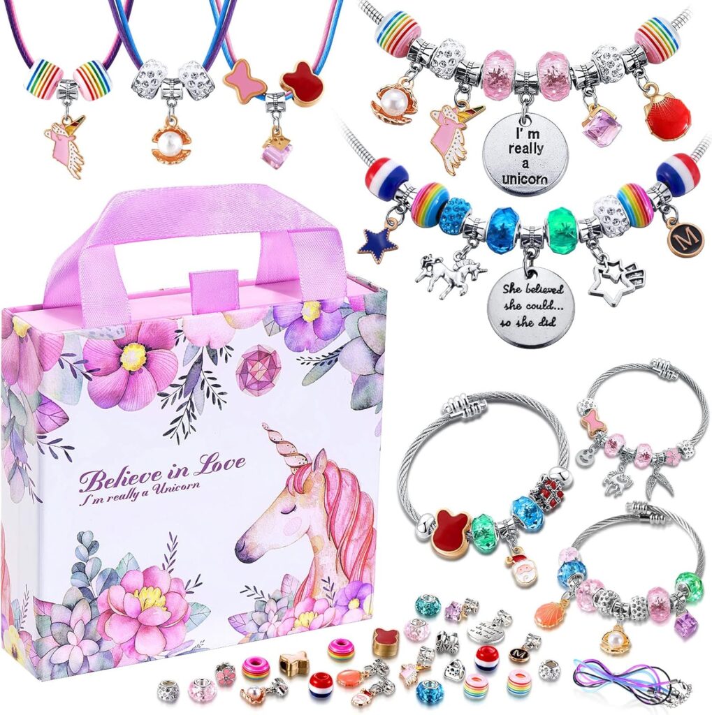 COOKOO Charm Bracelet Making Kit, A Unicorn Girls Toy That Inspires Creativity and Imagination, Crafts for Ages 8-12 with Jewelry Making  Art Kit Perfect Gifts, Self-Expression!