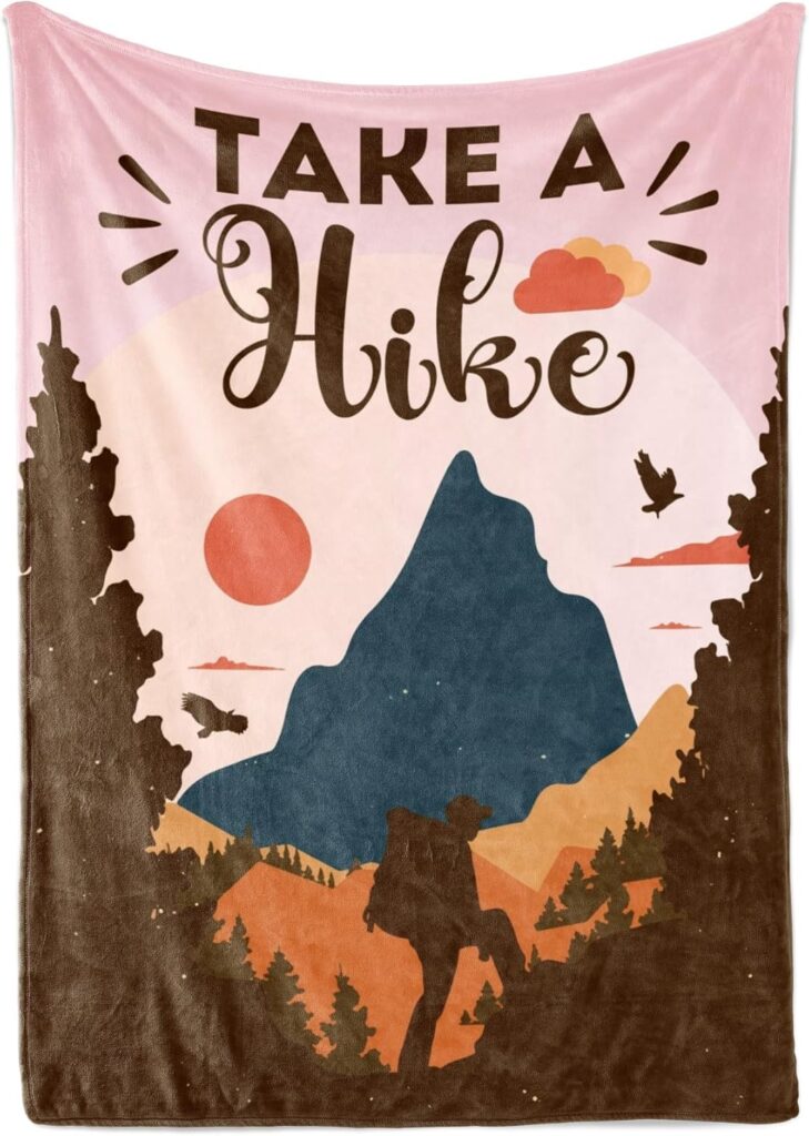 Cool Hiking Gifts for Women, Men, Couples, Throw Blanket for Hikers for Christmas, Birthday - 50 x 65 Take a Hike