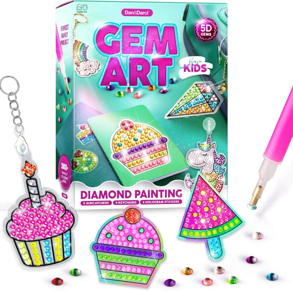 DanDarci Diamond Art Kit for Kids - Gem Painting Arts  Crafts Kits for Ages 6-12, Gifts for 6, 7, 8, 9, 10, 11, 12 Year Old Boy  Girl - Girls Birthday Toys Gift Ideas - Craft Activities Age 6+