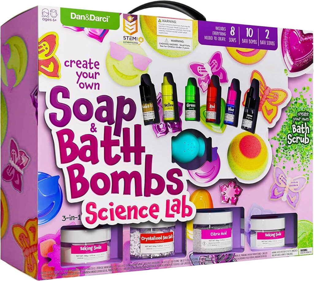 DanDarci Soap  Bath Bomb Making Kit for Kids, 3-in-1 Spa Science Kits, Easter Craft Gifts for Girls  Boys Age 6-12 Year Old Girl Crafts: DIY Experiment Toys, Gift for Kid Ages