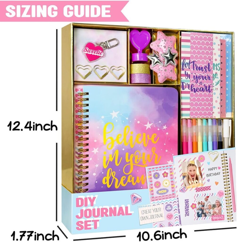 DIY Journal Kit for Girls - DIY Journal Set for Tween  Teen Girls, Stationery Set, Scrapbook  Diary Supplies Set, Journaling Art Crafts Kit, Ideal Gifts for 8 9 10 11 12 13 14 Year Old Girl