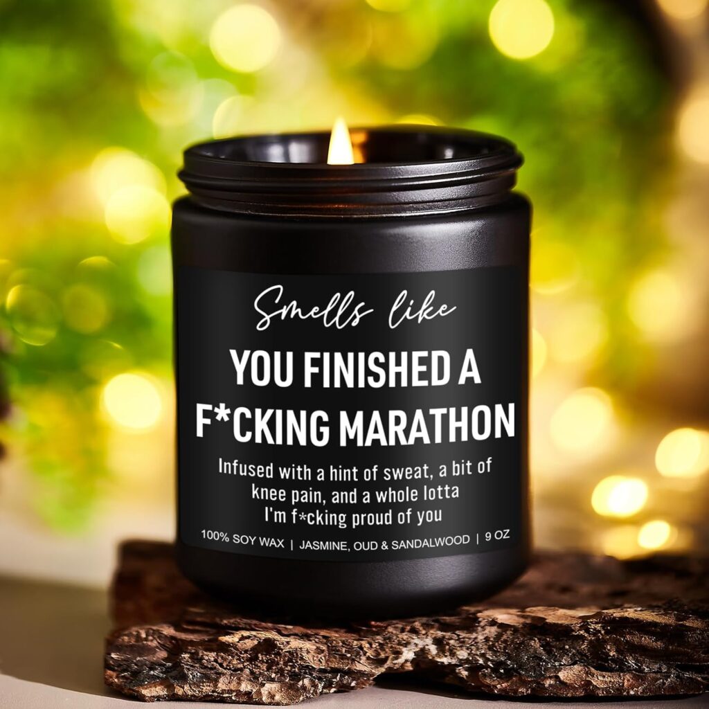 Funny Marathon Candle, Gifts for Runners Female, Male, Half Marathon Runners Gifts, Valentines Day, Marathon Gifts for Runners Men, Women, Marathon Runner Gifts, Running Gifts