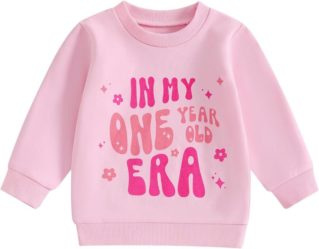 FYBITBO First Birthday Baby Girl Outfit in My One Year Old Era Sweatshirt Fall Long Sleeve Shirt 1st Birthday Girl Clothes