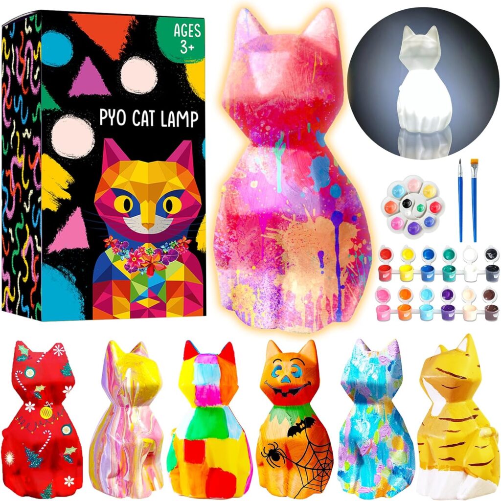 Goodyking Paint Your Own Cat Lamp Kit, DIY Cat Crafts Night Light, Painting Kit Arts  Crafts for Kids Ages 8-12, Art Supplies Birthday Easter Party Holiday Gift for Teens Girls Boys Age 3 4 5 6 7 8+