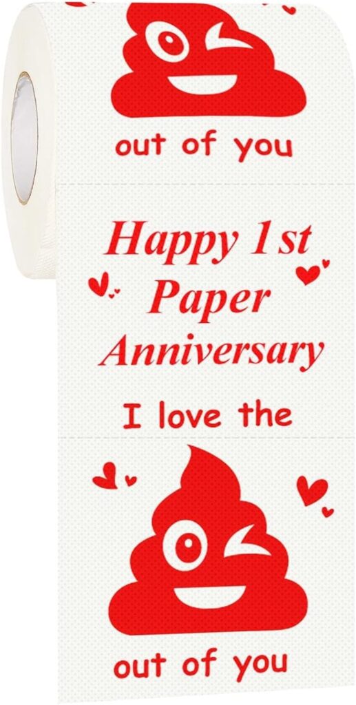 Happy Anniversary Toilet Paper Roll Funny 1st Anniversary for Men and Women Valentines Funny Novelty Wedding or Dating Anniversary Present for Him or Her Anniversary Party Decorations Supplies