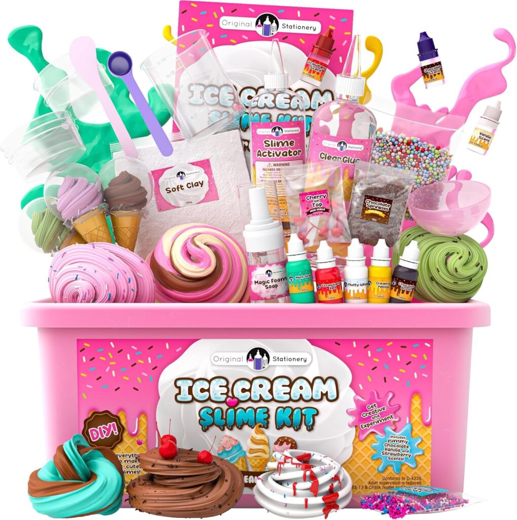 Original Stationery Ice Cream Slime Kit for Girls, Amazing Ice Cream Slime Making Kit to Make Butter Cloud  Foam Slimes, Fun Gift Idea for Easter  Birthdays