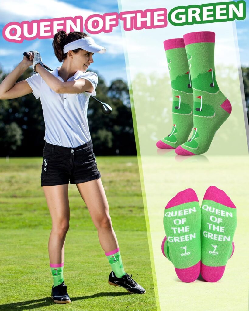 Patelai 8 Pairs Women Golf Socks Golf Theme Crew Socks Novelty Casual Golf Socks Golf Accessories Gifts for Women Golfers