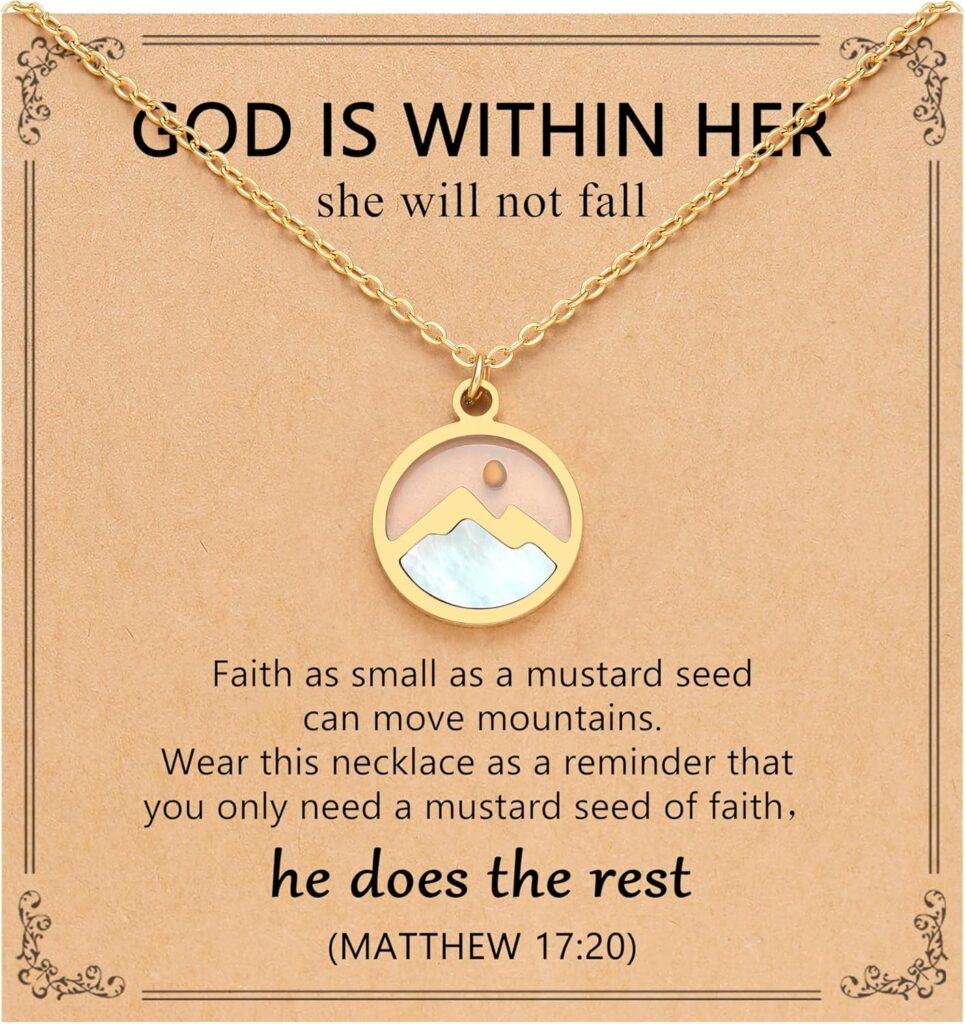 Silver/Gold Love Moving Mountains-Faith Necklace for Women, Inspirational Religious Christian Graduation Gifts Women Her