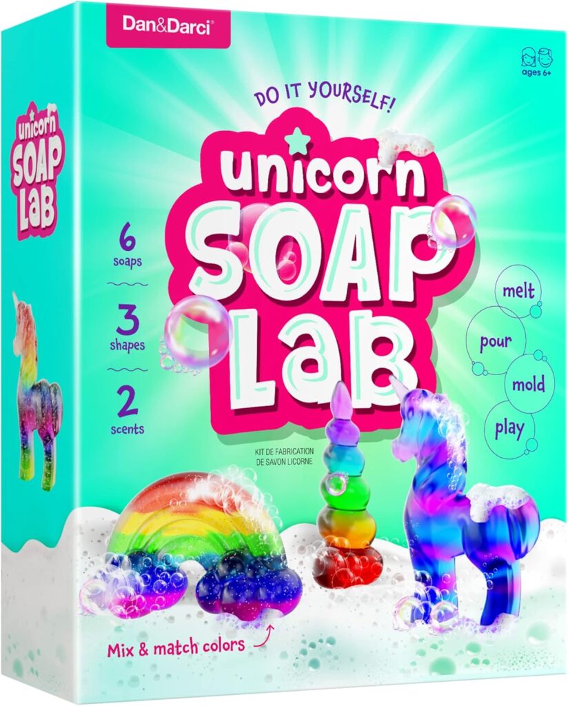 Unicorn Soap Making Kit - Girls Easter Crafts DIY Project Age 6+ Year Old Kids - Girl Gifts - Science STEM Activity Teenage Gift - Make Your Own Soaps Kits - Craft Toys Ages 6 7 8 9 10 11 12