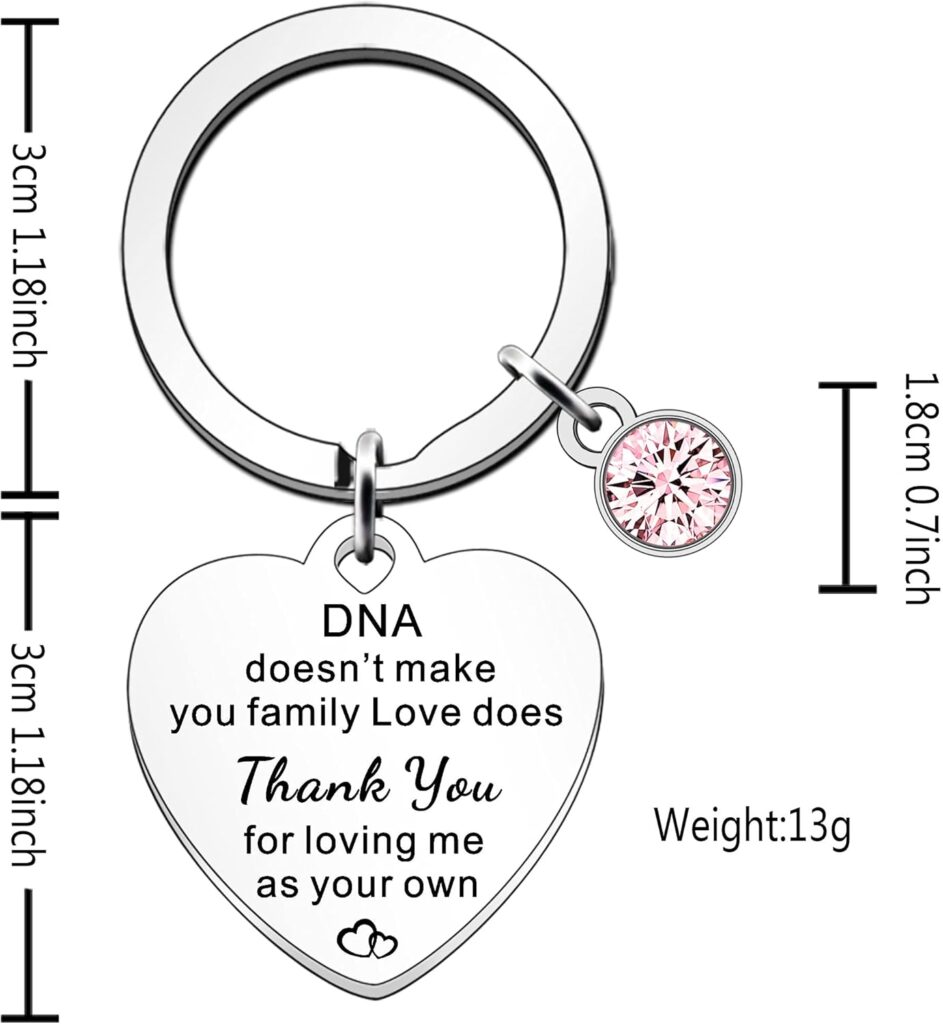 FMCC Mother in Law Gifts Step Mum Gifts Bonus Mother Gifts Keyring Thank You Mum Mothers Day Gifts DNA Doesnt Make You Family Love does