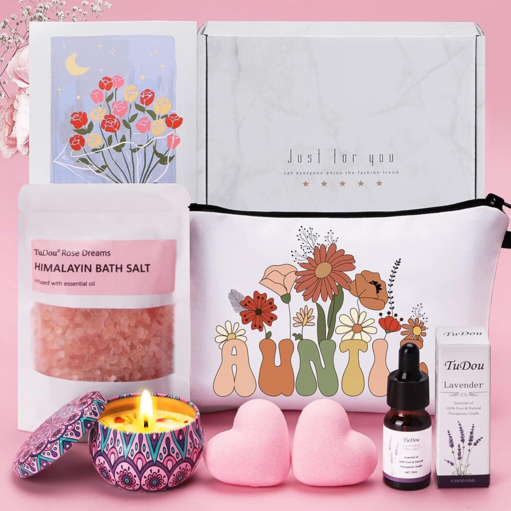 Gifts for Auntie, Birthday Mothers Day Auntie Gifts from Niece Nephew, Personalised Birthday Pamper Hampers Self Care Package Relaxation Spa Basket for Women, Birthday Presents Gift Ideas for Auntie