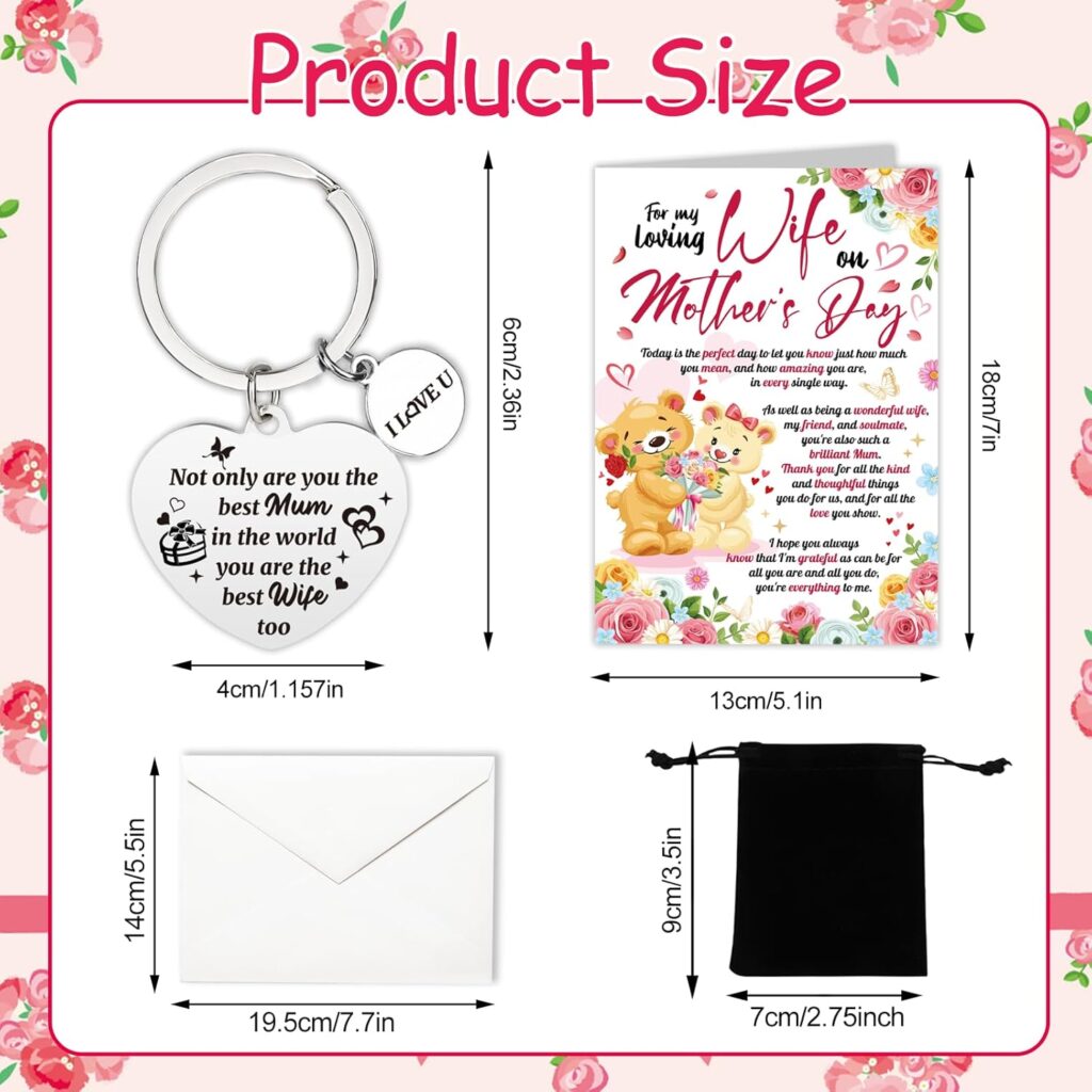 HOWAF Happy Mothers Day Card Mothering Sunday Card, Mothers Day Card Mothers Day Cards for Mum, Mothers Day Cards, Mothers Day Keyring Mum Keyring, Mum Gifts Mothers Day Gifts from Daughter Son