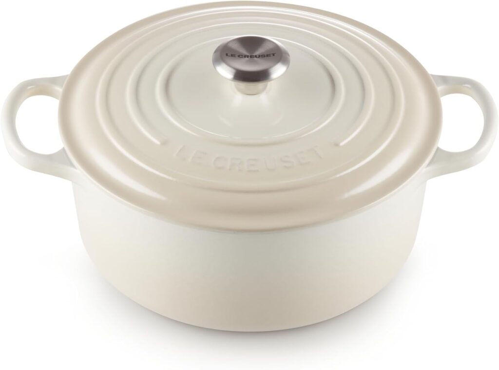 Le Creuset Signature Enamelled Cast Iron Round Casserole Dish With Lid, 26 cm, 5.3 Litre, Meringue, 21177267164430